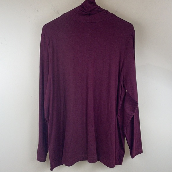 Lands End burgundy striped turtleneck long sleeve shirt - Picture 3 of 3